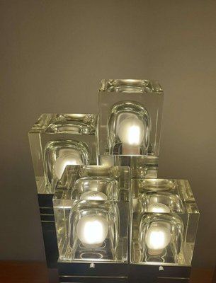 Cubic Table Lamps by Gaetano Sciolari for Fidenza Vetraria. Italy, 1970s, Set of 2-PCO-2042786