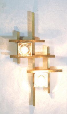 Cubic Wall Sconces attributed to Sciolari, Italy, 1970s, Set of 2-FO-1409805