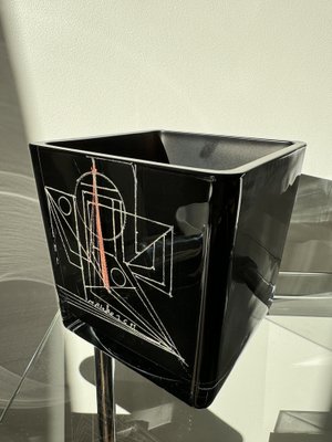 Cubist Black Opaline Vase by Anatole Riecke, 1959-OL-1767675