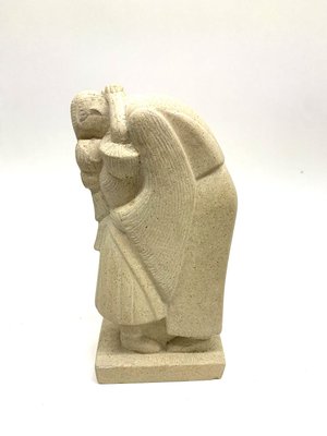 Cubist Brownstone Lovers Sculpture, 1930s-UWE-1349694