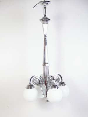 Cubist Chrome Chandelier, Czechoslovakia, 1920s-IND-2017530