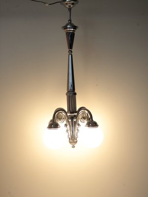 Cubist Chrome Chandelier, Czechoslovakia, 1920s-IND-2017530