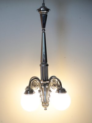 Cubist Chrome Chandelier, Czechoslovakia, 1920s-IND-2017530