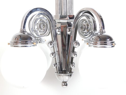 Cubist Chrome Chandelier, Czechoslovakia, 1920s-IND-2017530