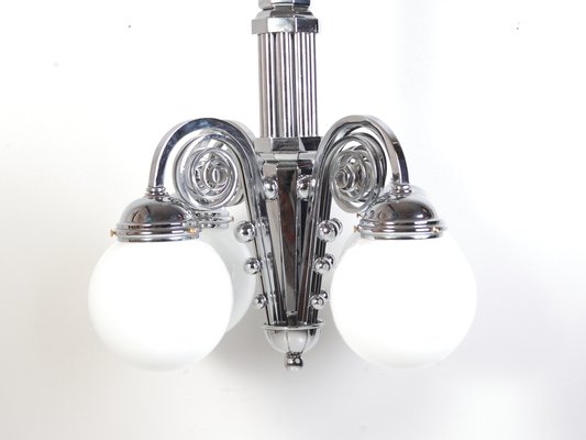 Cubist Chrome Chandelier, Czechoslovakia, 1920s-IND-2017530