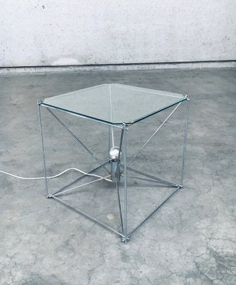 Cubist Coffee Table with Lamp attributed to Max Sauze, France 1960s-RQV-1709045