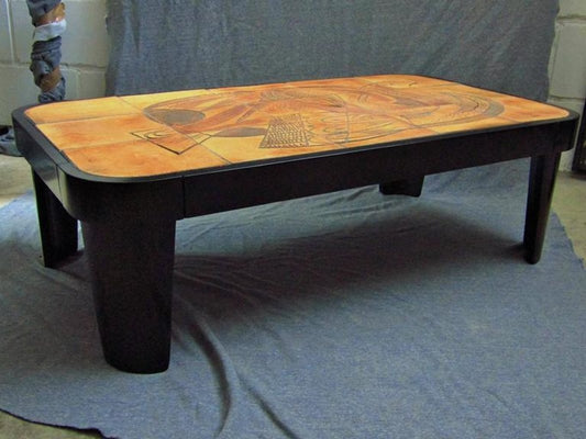 Cubist Coffee Table with Vallauris Tiles by Raymond Leduc, 1960s