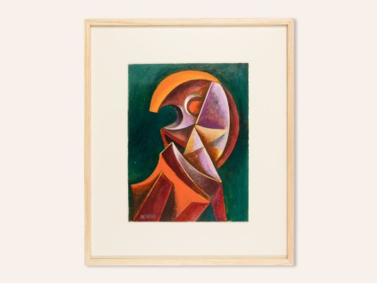 Cubist Portrait, Oil on Panel, Framed-GPP-1054040