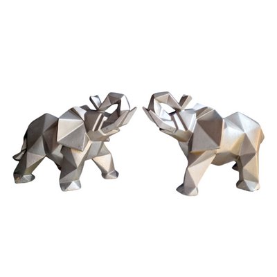 Cubist Resin Elephant Figures by Jean Louis Scherrer, 2000s, Set of 2-BXK-2032206