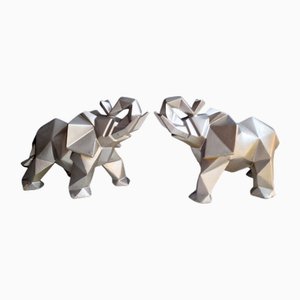 Cubist Resin Elephant Figures by Jean Louis Scherrer, 2000s, Set of 2-BXK-2032206