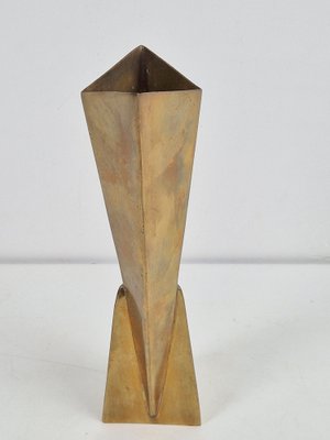 Cubist Silver-Plated Brass Vase from WMF, 1930s-AXJ-1742823