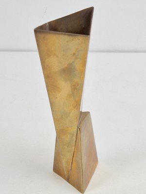 Cubist Silver-Plated Brass Vase from WMF, 1930s-AXJ-1742823