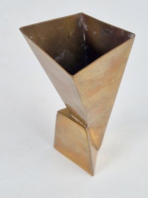 Cubist Silver-Plated Brass Vase from WMF, 1930s-AXJ-1742823