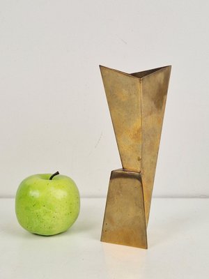 Cubist Silver-Plated Brass Vase from WMF, 1930s-AXJ-1742823