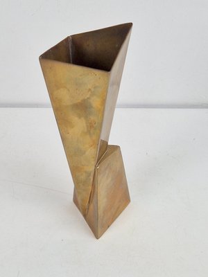 Cubist Silver-Plated Brass Vase from WMF, 1930s-AXJ-1742823