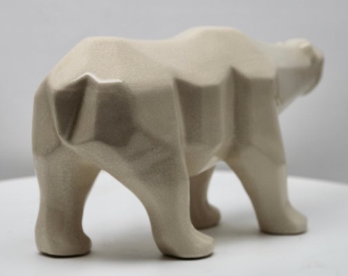 Cubist Style White Polar Bear with Crackle Glaze Ceramic Finish from L&V Ceram-MJY-1148775