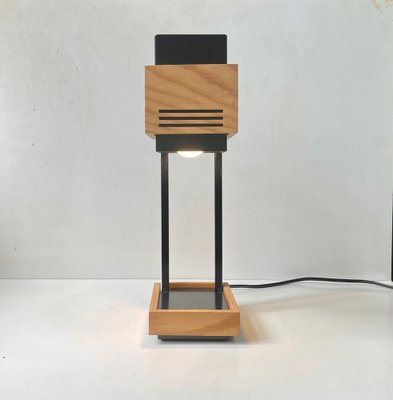 Cubist Table Lamp in Plywood and Steel by Claus Bolby for Cebo Industri, 1970s-LCR-1405553