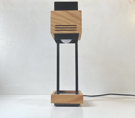 Cubist Table Lamp in Plywood and Steel by Claus Bolby for Cebo Industri, 1970s-LCR-1405553