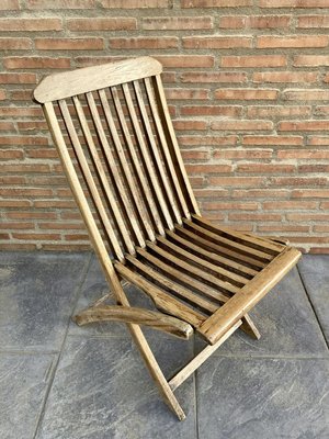 Cunard Line Teak Slat Back Deck Folding Chair from Scan Com, 1960s, Set of 2-NOU-889148