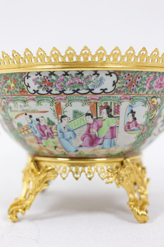 Cup in Canton Porcelain and Gilt Bronze, 1880s