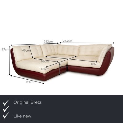 Cupcake Corner Sofa with Chaise Longue in Cream Leather from Bretz-RQW-1748121