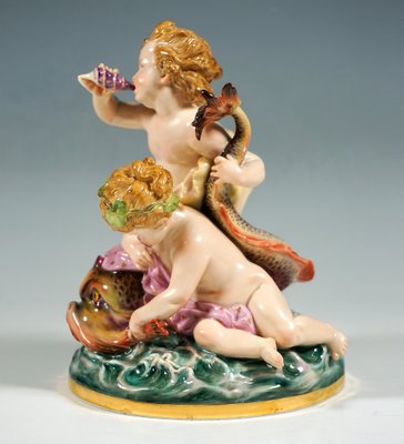 Cupids on Dolphin Figurine by Heinrich Schwabe for Meissen, 1890-EMT-1744444