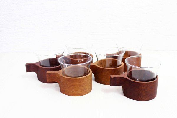 Cups in Teak, Set of 6-BQF-1176701