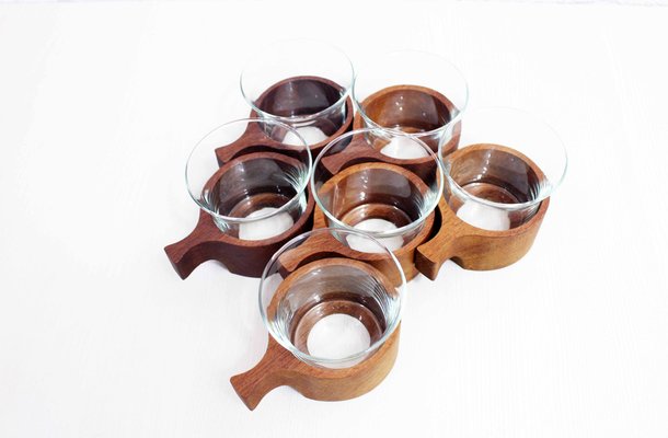 Cups in Teak, Set of 6-BQF-1176701