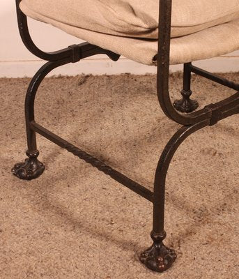 Curule Armchair in Wrought Iron and Bronze-HPU-2027662