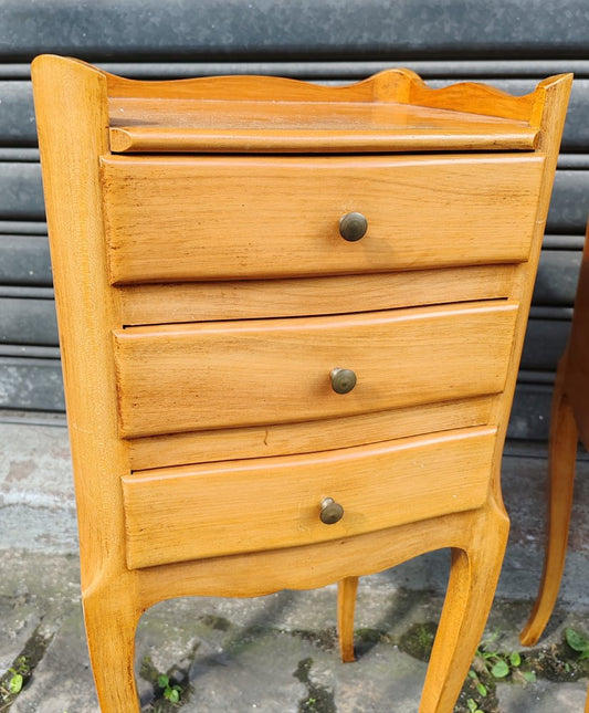 Curved Beech Bedside Tables, 1970s, Set of 2