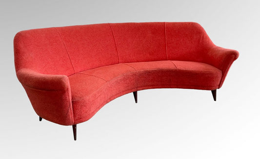 Curved Bouclé Sofa, 1950s