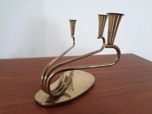 Curved Brass Candleholder, 1950s-RDW-646424