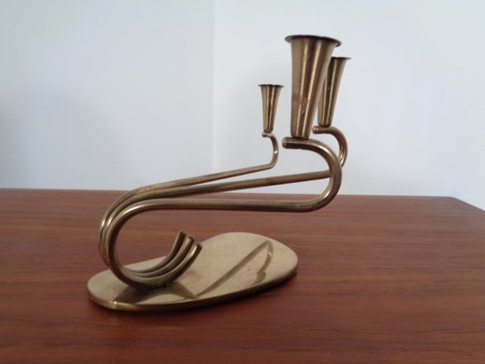 Curved Brass Candleholder, 1950s-RDW-646424