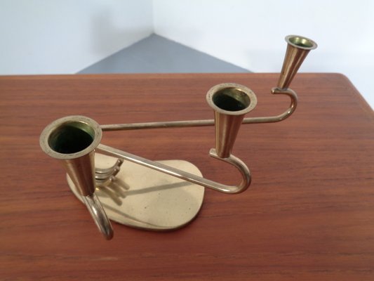 Curved Brass Candleholder, 1950s-RDW-646424