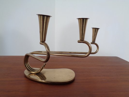 Curved Brass Candleholder, 1950s-RDW-646424