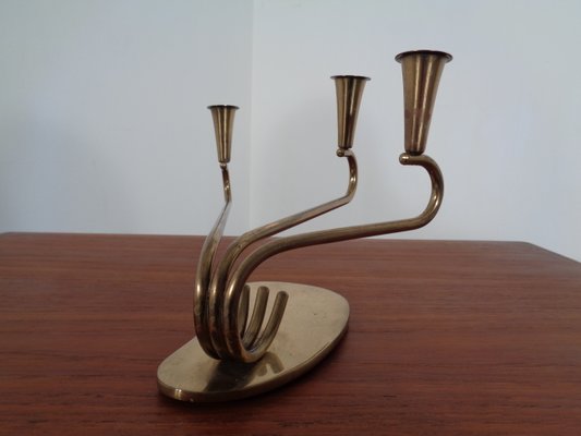 Curved Brass Candleholder, 1950s-RDW-646424