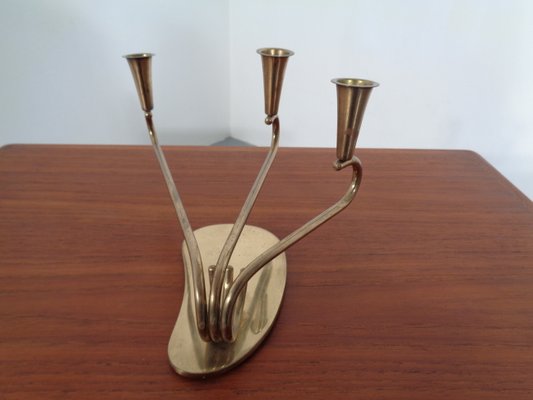 Curved Brass Candleholder, 1950s-RDW-646424