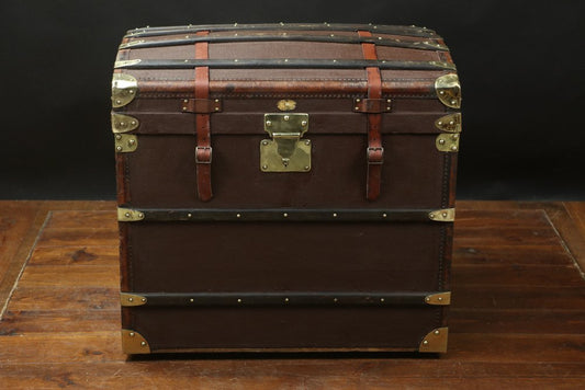 Curved Brown Canvas Trunk from Au Louvre