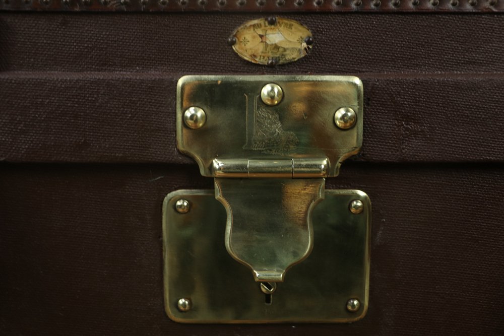 Curved Brown Canvas Trunk from Au Louvre