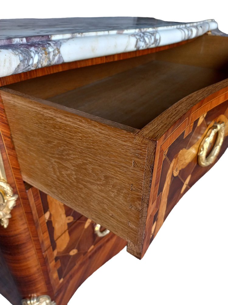 Curved Chest of Drawers in Marquetry, 1890s