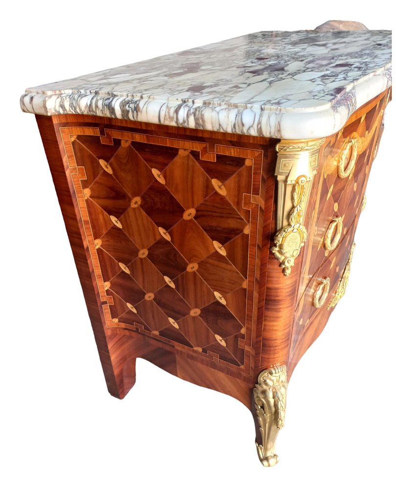 Curved Chest of Drawers in Marquetry, 1890s