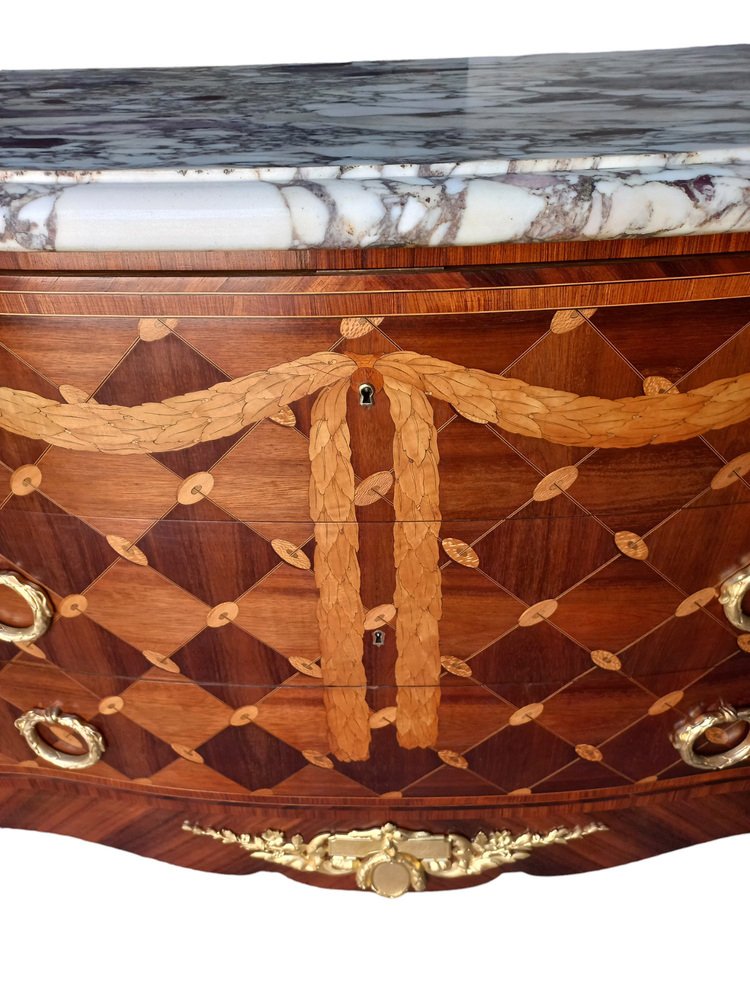 Curved Chest of Drawers in Marquetry, 1890s