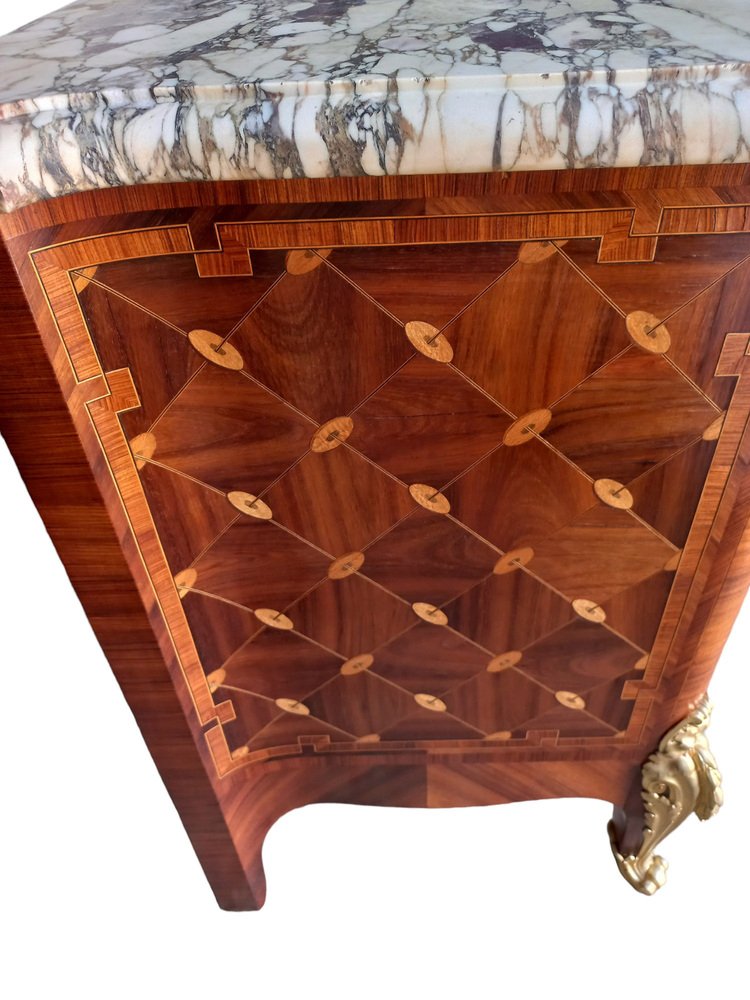 Curved Chest of Drawers in Marquetry, 1890s