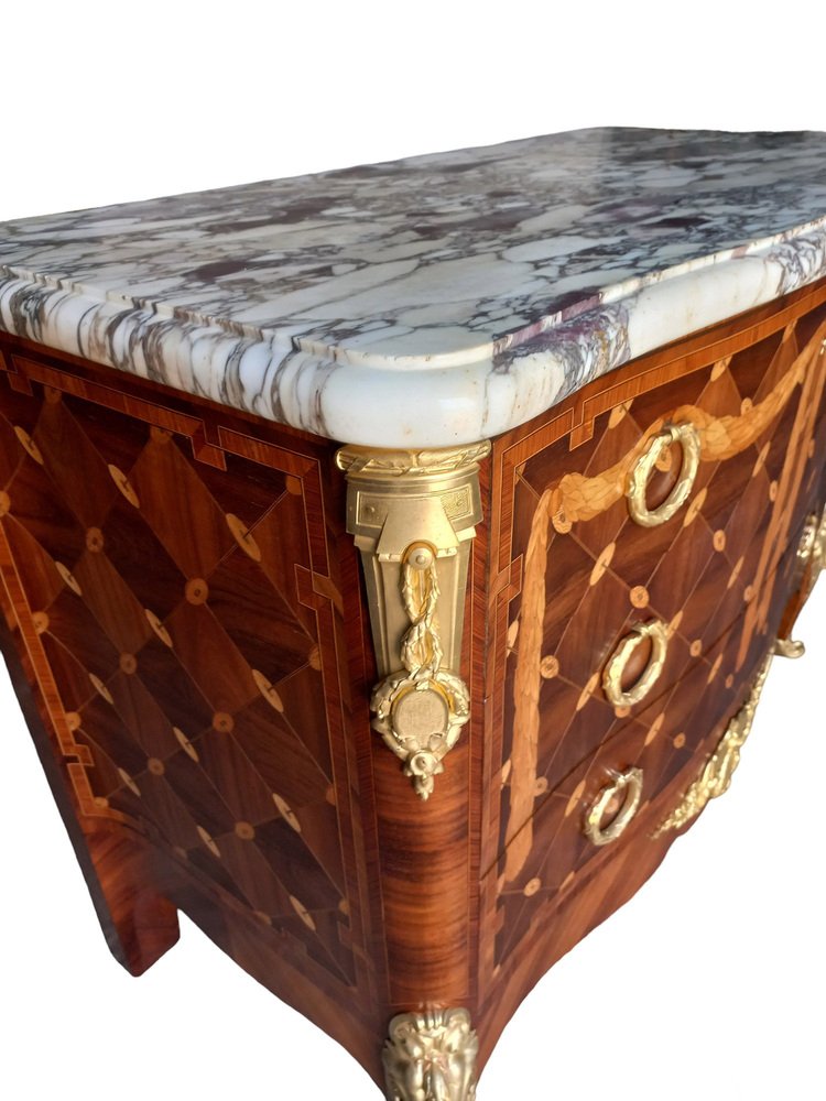 Curved Chest of Drawers in Marquetry, 1890s