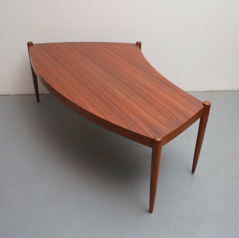 Curved Coffee Table in Walnut, 1965