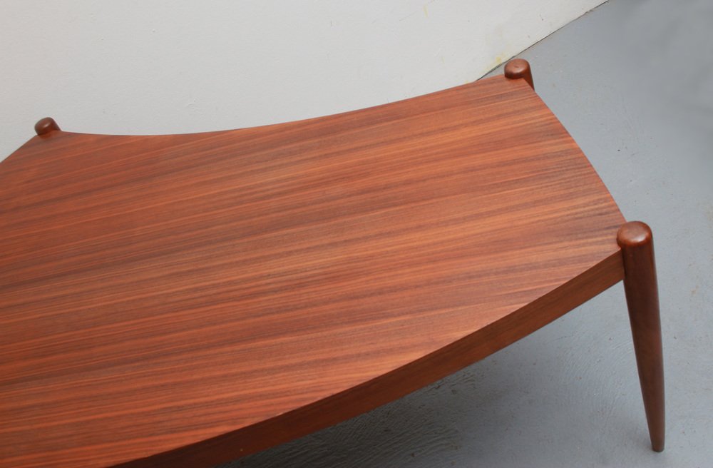 Curved Coffee Table in Walnut, 1965