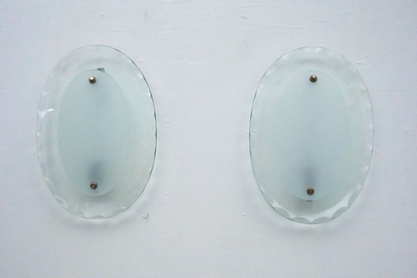 Curved Glass Sconces by Cristal Art, Italy, 1960s, Set of 3-OT-2040497