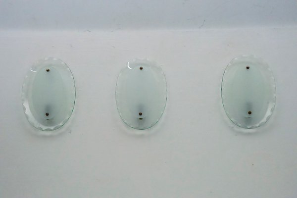 Curved Glass Sconces by Cristal Art, Italy, 1960s, Set of 3-OT-2040497