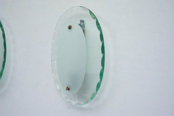 Curved Glass Sconces by Cristal Art, Italy, 1960s, Set of 3-OT-2040497