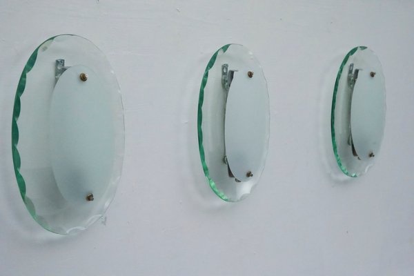 Curved Glass Sconces by Cristal Art, Italy, 1960s, Set of 3-OT-2040497